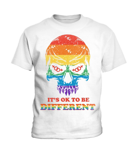 Skull Pride Rainbow Vintage Its Ok To Be Different Kids T-Shirt