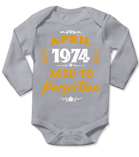 April 1974 Vintage Birthday Present Long Sleeve Baby One-Piece