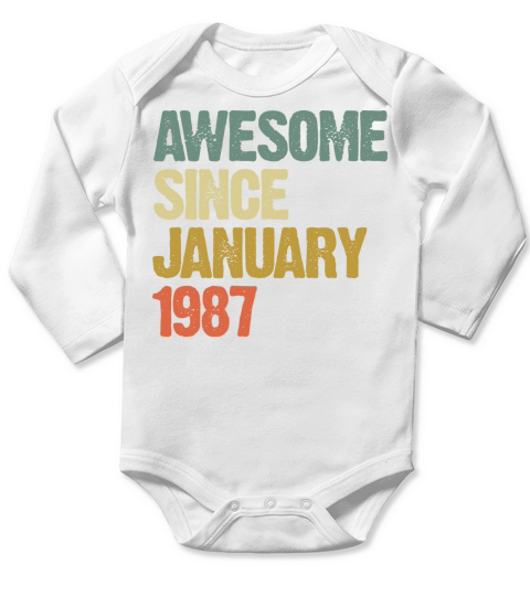Groovy Retro Awesome Since January 1987 Long Sleeve Baby One-Piece