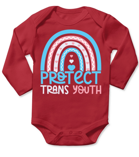 Protect Trans Youth Rainbow Transgender LGBT Pride Long Sleeve Baby One-Piece