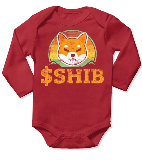 Shiba Inu Coin Shib Retro Vintage Distressed Long Sleeve Baby One-Piece