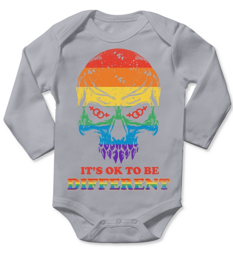 Skull Pride Rainbow Vintage Its Ok To Be Different Long Sleeve Baby One-Piece