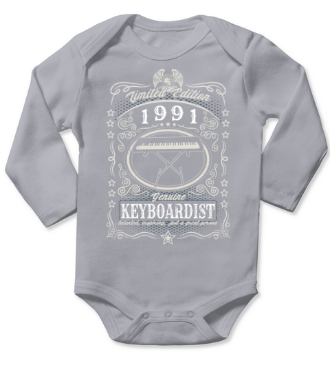 Vintage 1991 Keyboardist Birthday Gift Keyboard Long Sleeve Baby One-Piece