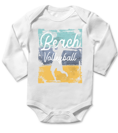 Vintage Beach Volleyball Player Long Sleeve Baby One-Piece
