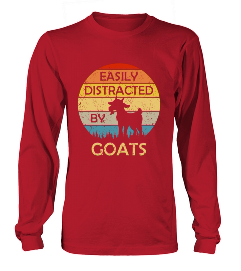 Easily Distracted By Goats Retro Vintage Funny Goa Long sleeved Unisex