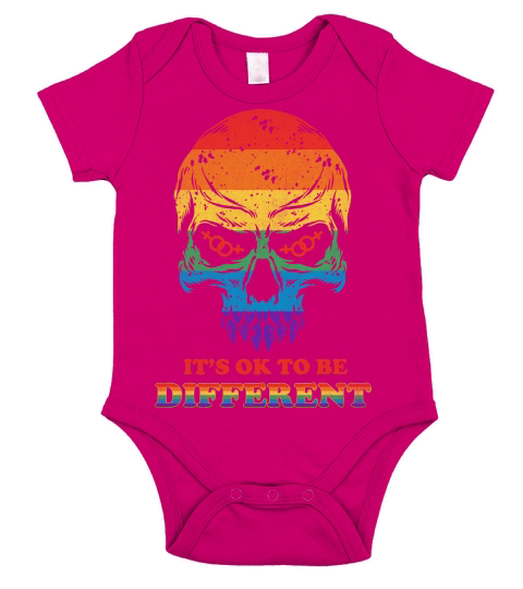 Skull Pride Rainbow Vintage Its Ok To Be Different Short Sleeve Baby One-Piece