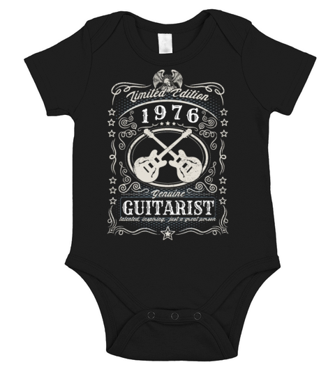 Vintage 1976 Guitarist Birthday Gift Guitar Player Short Sleeve Baby One-Piece