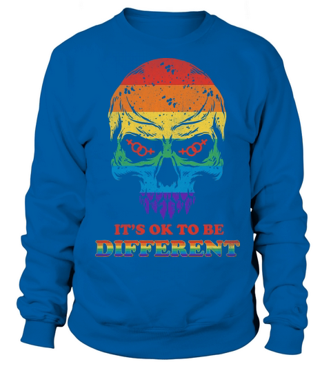 Skull Pride Rainbow Vintage Its Ok To Be Different Sweatshirt Unisex