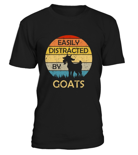 Easily Distracted By Goats Retro Vintage Funny Goa T-Shirt Unisex