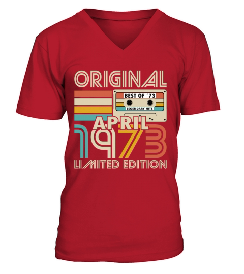 50th birthday april 1973 original 1973 V-Neck T-shirt