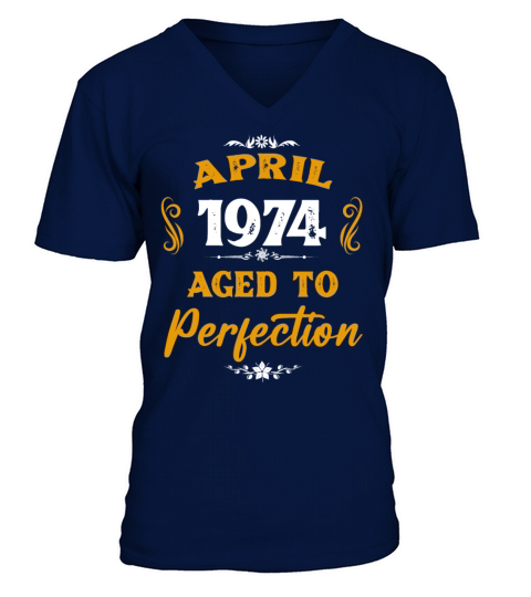 April 1974 Vintage Birthday Present V-Neck T-shirt