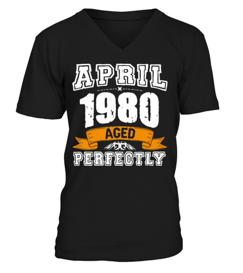 April 1980 Vintage Birthday Present V-Neck T-shirt