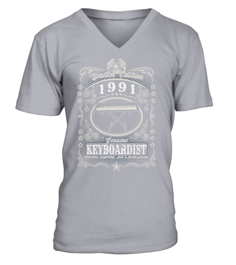 Vintage 1991 Keyboardist Birthday Gift Keyboard V-Neck T-shirt