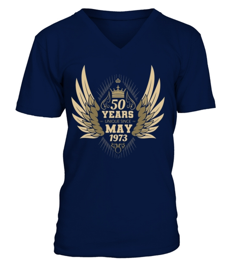 Vintage 50th Birthday with Angel Wings and Crown V-Neck T-shirt