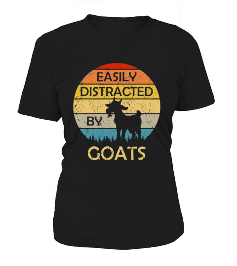 Easily Distracted By Goats Retro Vintage Funny Goa Women's T-Shirt