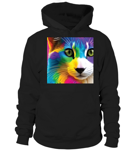 cat with rainbow splashes of color5 Hoodie Unisex