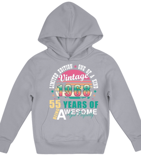 55th birthday April vintage 1968 vintage Kids Hoodie