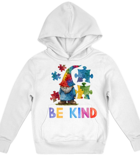 Be Kind Autism Awareness - Cute Gnome Watercolor Kids Hoodie