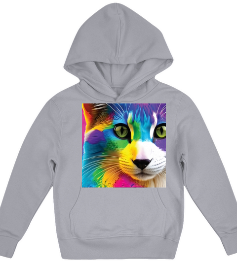 cat with rainbow splashes of color5 Kids Hoodie