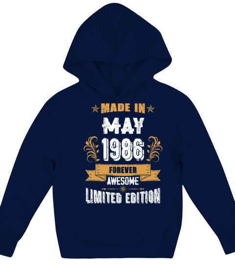 May 1986 Vintage Birthday Present Kids Hoodie