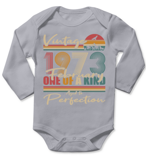 50th birthday february 1973 vintage 1973 Long Sleeve Baby One-Piece