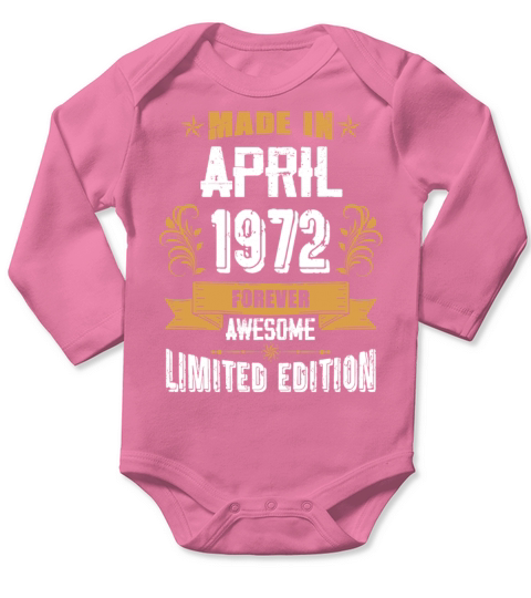April 1972 Vintage Birthday Present Long Sleeve Baby One-Piece