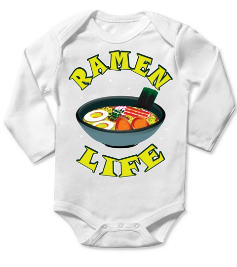 Cool Ramen Life Illustration Long Sleeve Baby One-Piece
