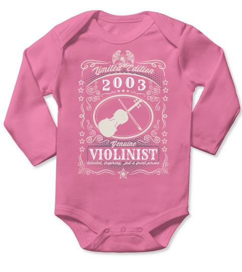 Vintage 2003 Violinist Birthday Gift Violin Player Long Sleeve Baby One-Piece
