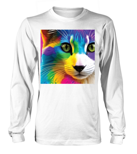 cat with rainbow splashes of color5 Long sleeved Unisex