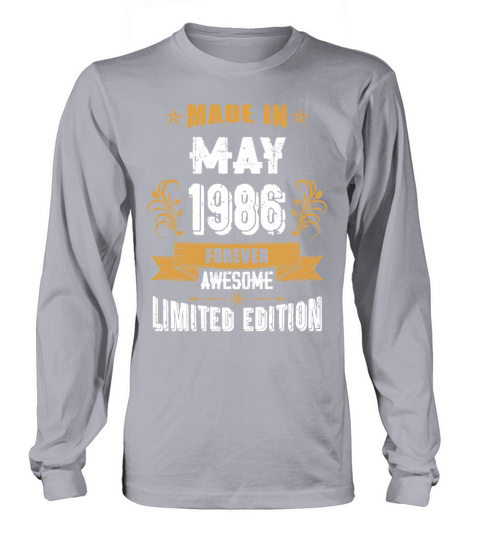 May 1986 Vintage Birthday Present Long sleeved Unisex