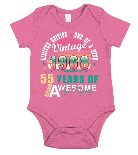 55th birthday April vintage 1968 vintage Short Sleeve Baby One-Piece