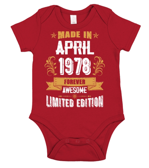 April 1978 Vintage Birthday Present Short Sleeve Baby One-Piece