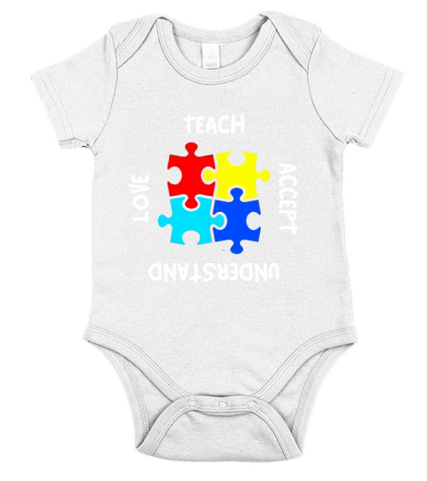 Autism Teacher Teach Accept Understand Love Short Sleeve Baby One-Piece