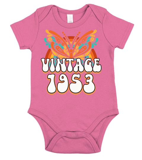 Colorful Retro 70 Years Woman 1953 70th Birthday Short Sleeve Baby One-Piece