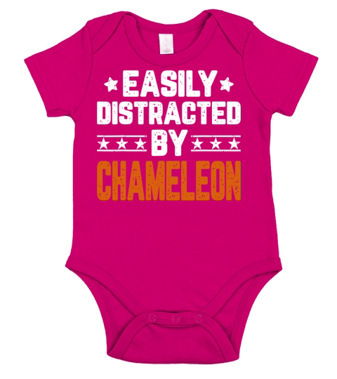 Easily distracted by chameleon funny quotes Short Sleeve Baby One-Piece