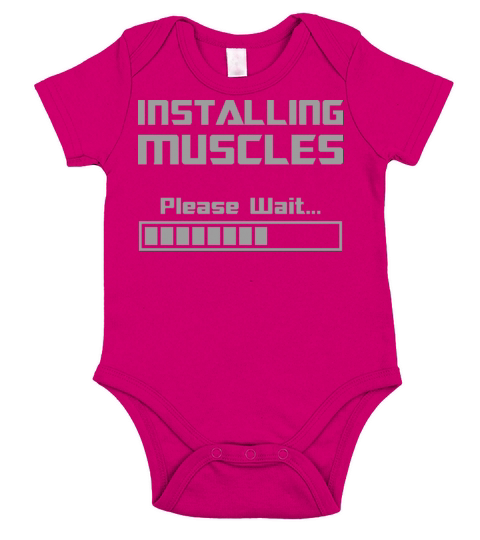 Installing Muscles Please Wait Loading Bar Short Sleeve Baby One-Piece