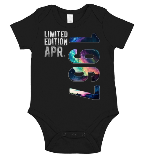 Limited Edition 1967 April Birthday Polar Lights Short Sleeve Baby One-Piece