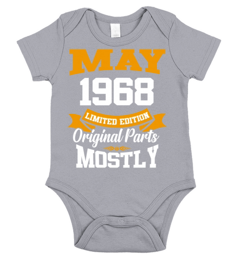 May 1968 Vintage Birthday Present Short Sleeve Baby One-Piece