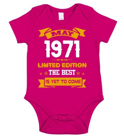 May 1971 Birthday Surprise Short Sleeve Baby One-Piece