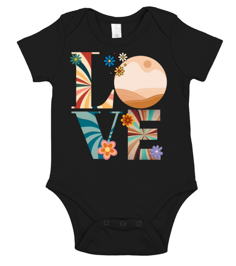 Retro Love Colorful Letters Short Sleeve Baby One-Piece