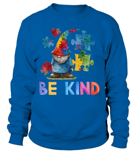 Be Kind Autism Awareness - Cute Gnome Watercolor Sweatshirt Unisex