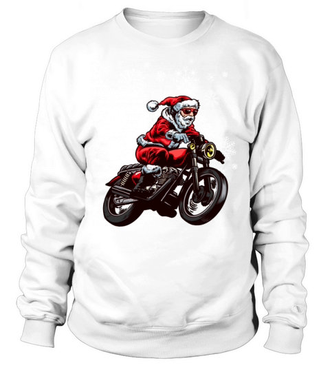 Merry Christmas Santa Claus Biker Motorcycle Snowflakes Christmas Sweatshirt Unisex