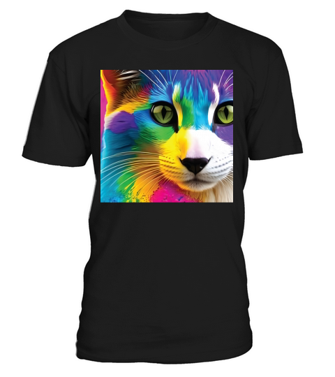 cat with rainbow splashes of color5 T-Shirt Unisex