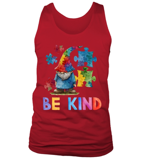 Be Kind Autism Awareness - Cute Gnome Watercolor Tank Top Unisex