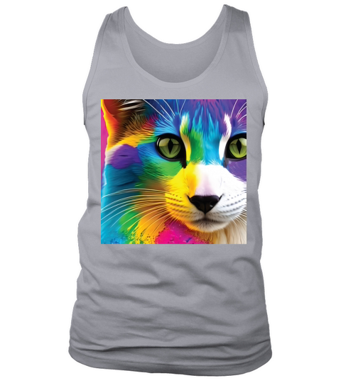 cat with rainbow splashes of color5 Tank Top Unisex