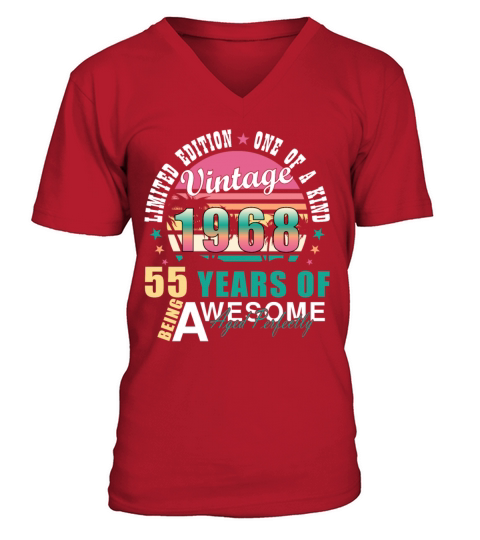 55th birthday April vintage 1968 vintage V-Neck T-shirt