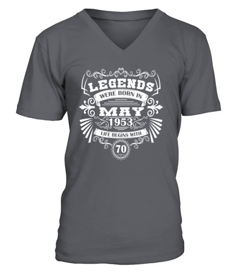70th Birthday Gifts May 1953 Vintage V-Neck T-shirt