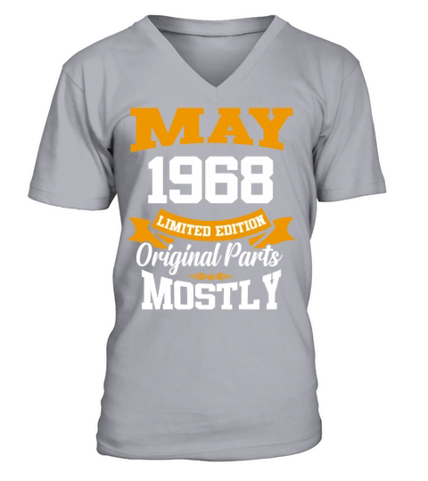May 1968 Vintage Birthday Present V-Neck T-shirt