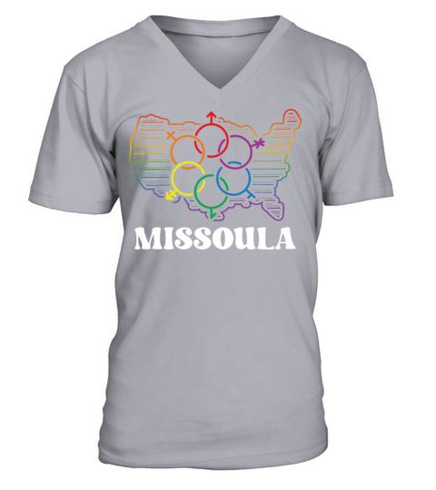Missoula Pride Month Pride Flag LGBT Community LGB V-Neck T-shirt