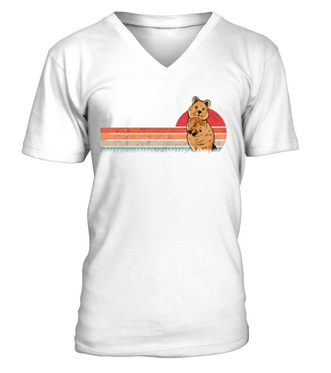 Quokka Vintage Short-tailed Kangaroo Retro V-Neck T-shirt